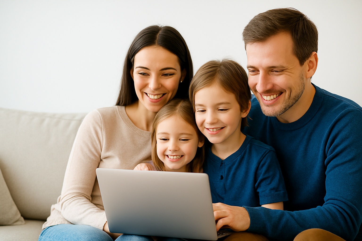 Rodzina korzystająca z internetu światłowodowego w Środzie Śląskiej